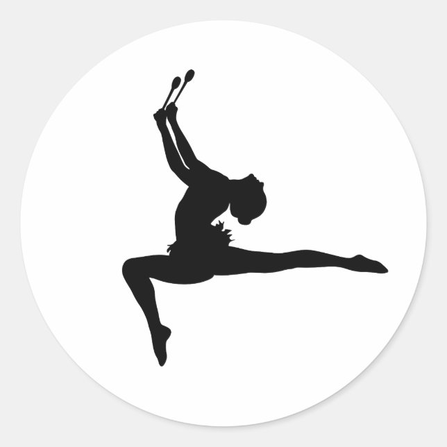 Rhythmic Gymnastics Silhouette Classic Round Sticker (Front)