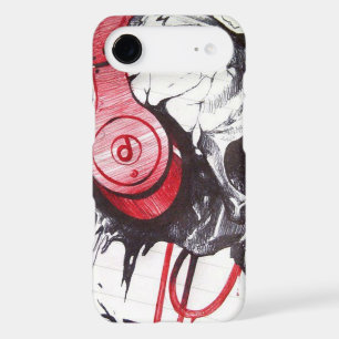 Rhythmic Skull Red Headphones Dark Art Designer Ho