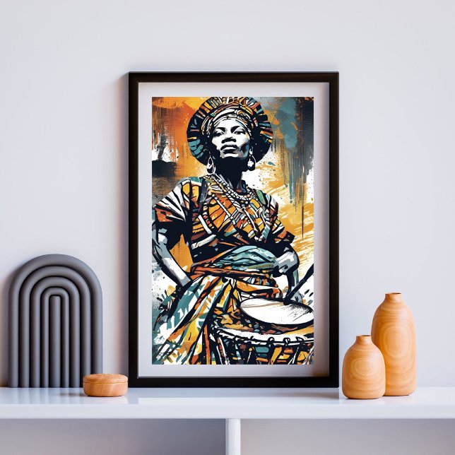 Rhythms of Her Spirit – African Drummer Woman Art  Poster (Creator Uploaded)