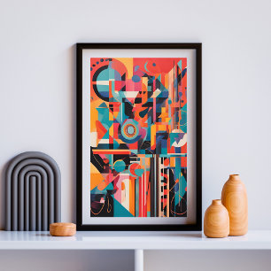 Rhythms of Neon Geometry Poster