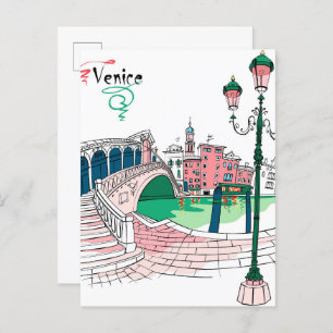 Rialto bridge grand canal Venice Italy Travel Postcard