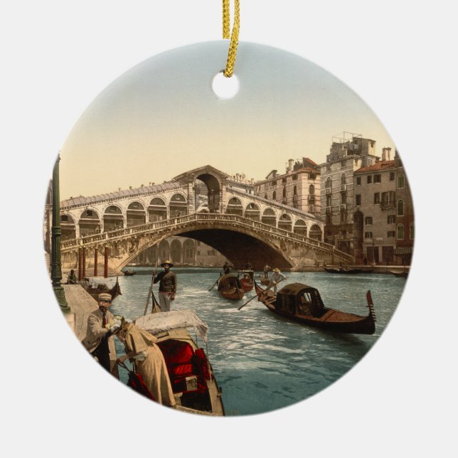 Rialto Bridge II, Venice, Italy Ceramic Tree Decoration (Front)