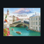 Rialto Bridge in Venice | Venezia, Italy Postcard<br><div class="desc">A summer day spent in Venice,  enjoying breathtaking views of the Rialto Bridge and life upon the Grand Canal.</div>