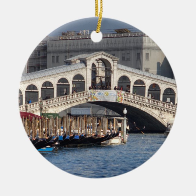 Rialto Bridge Venice Italy Ceramic Tree Decoration (Front)