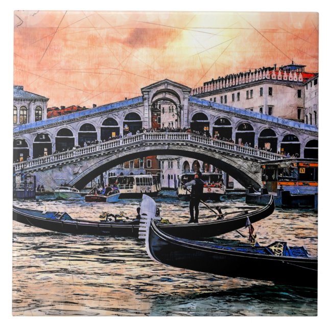 Rialto bridge. Venice. Italy. Tile (Front)