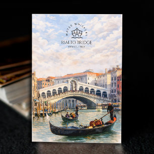 Rialto Bridge, Venice, Italy, Watercolor Landscape Postcard