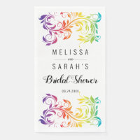 Rianbow colours scroll leaf lesbian bridal shower