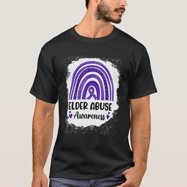 Rianbow Heart Ribbon Elder Abuse Awareness T-Shirt (Front)