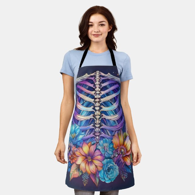 Rib cage and flowers design apron (Worn)