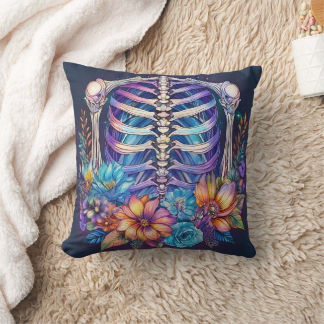 Rib cage and flowers design cushion (Blanket)