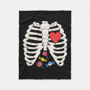 Rib Cage Candy Heart Funny Xray Halloween Kids Boy Fleece Blanket