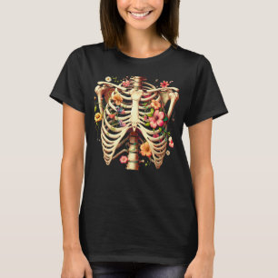 Rib Cage Floral Skeleton T-Shirt