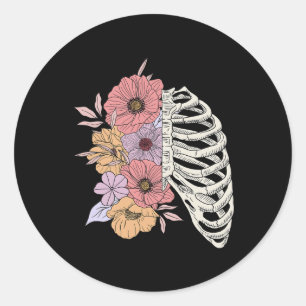 Rib Cage Flower Easy Halloween Costume  Classic Round Sticker