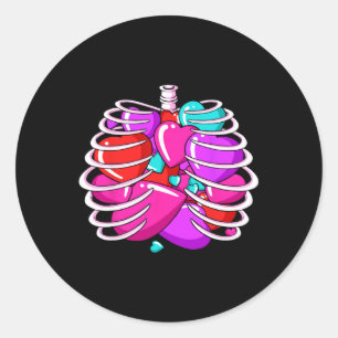 Rib-cage Heart Valentines Day Cute Love Bones Classic Round Sticker