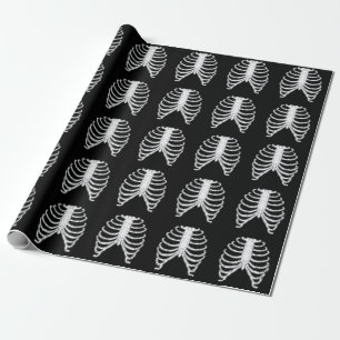 Rib Cage Skeleton Bones Halloween Pattern Wrapping Paper