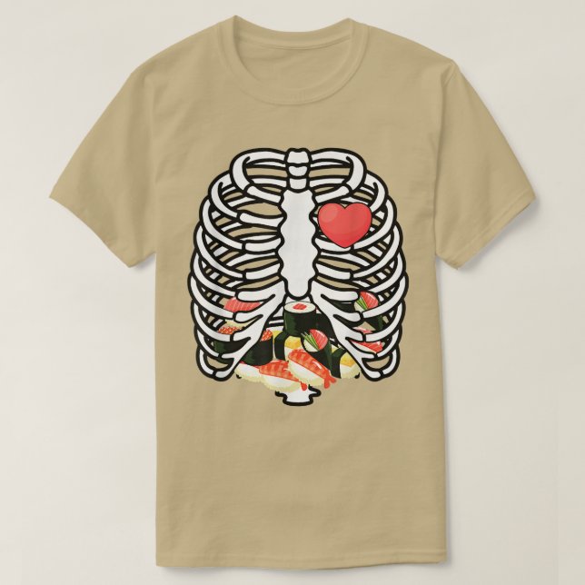 Rib Cage Skeleton Sushi X Ray Skeleton Halloween C T-Shirt (Design Front)