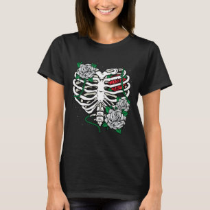 Rib Cage With Flowers Halloween Xray Skeleton Cand T-Shirt