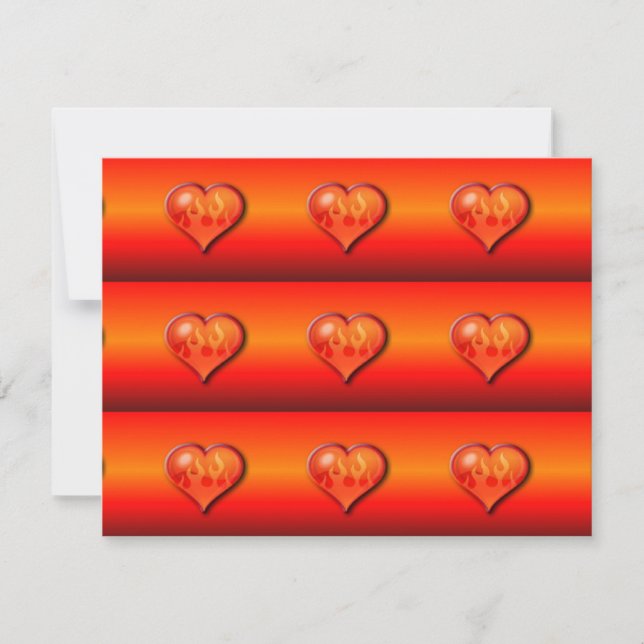 Ribbed Flaming Hearts on Fire Invitation (Front)