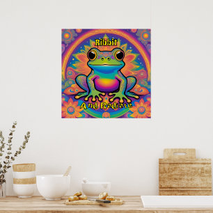 Ribbit and Radiate Boho Frog Groovy Vibes Poster