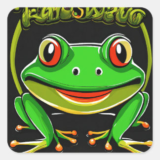 Ribbit and Roll: The Funky Frog Sticker"? Square Sticker