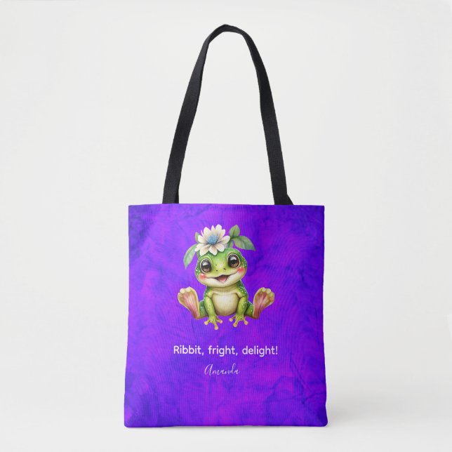 Ribbit Fright Delight Halloween Frog Tote Bag (Front)