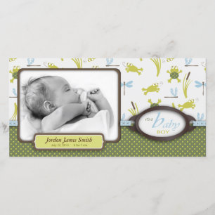 Ribbit Frog and Dragonfly Birth Announcement