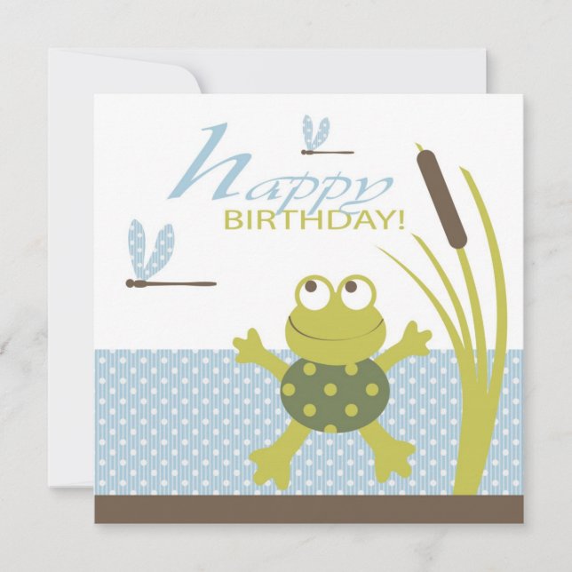 Ribbit Swimming Frog Birthday Card (Front)