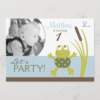 Ribbit Swimming Frog Birthday Invitation A7-C