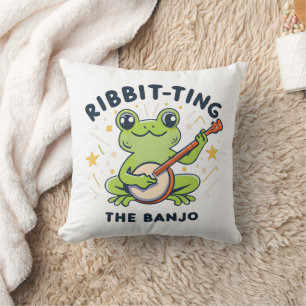 Ribbit-ting the Banjo ,Cute Frog Playing Music Cushion