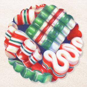 RIBBO CANDY Scalloped Round Paper Coasters