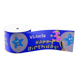 Ribbon, #3 Birthday Ribbon, Happy 3rd Birthday Grosgrain Ribbon