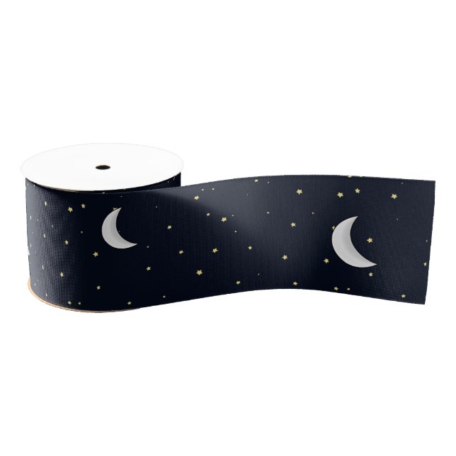Ribbon 3ins - Star's & Moon Grosgrain Ribbon (Spool)