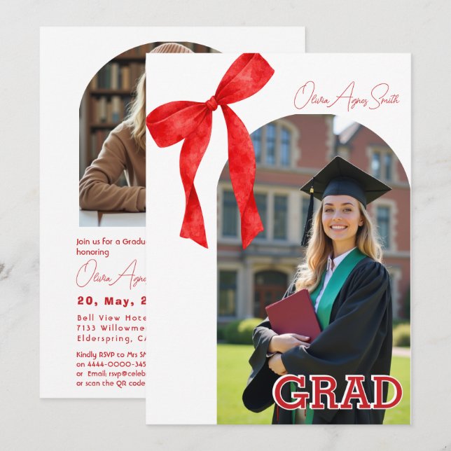 Ribbon Accent Dual‑Photo QR Code Invitation (Front/Back)