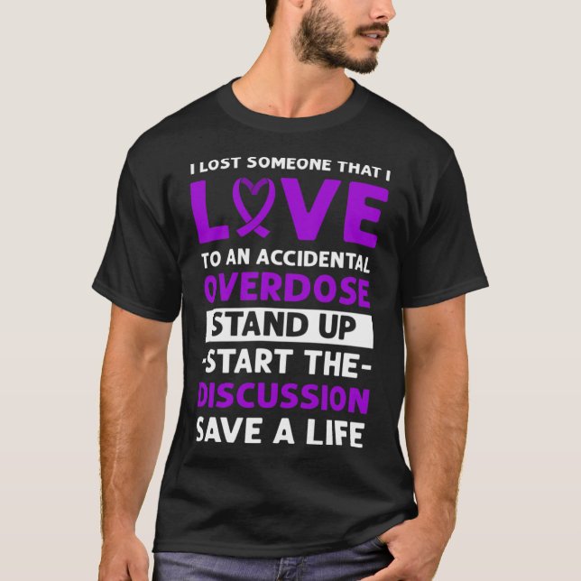 Ribbon. Accidental Overdose Awareness.  T-Shirt (Front)
