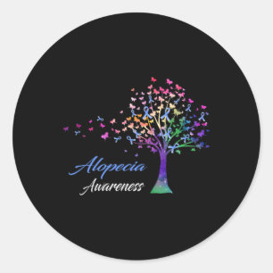 Ribbon Alopecia Awareness  Classic Round Sticker