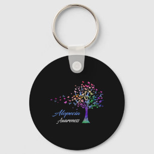 Ribbon Alopecia Awareness  Key Ring