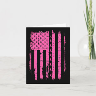 Ribbon American Flag Usa Breast Cancer Awareness G Card