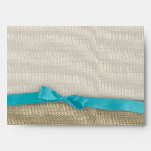 Ribbon and Burlap Blue Envelopes (Front)
