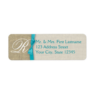 Ribbon and Burlap Blue Monogram