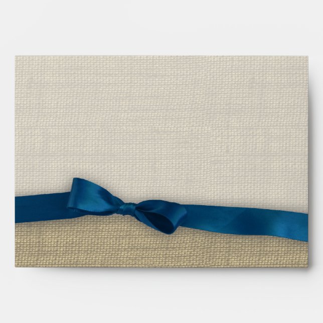 Ribbon and Burlap Dark Blue Envelope (Front)