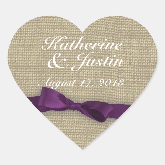 Ribbon and Burlap Heart Sticker (Front)