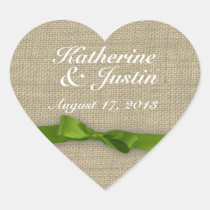 Ribbon and Burlap Heart Sticker
