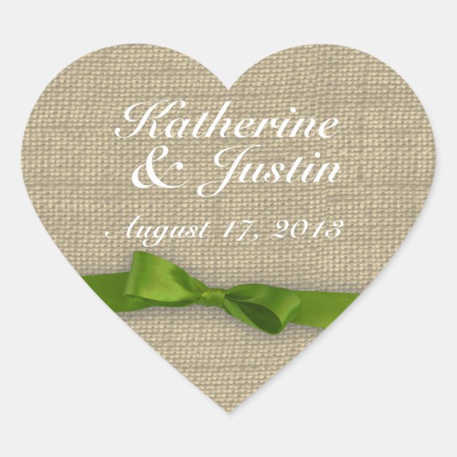 Ribbon and Burlap Heart Sticker (Front)
