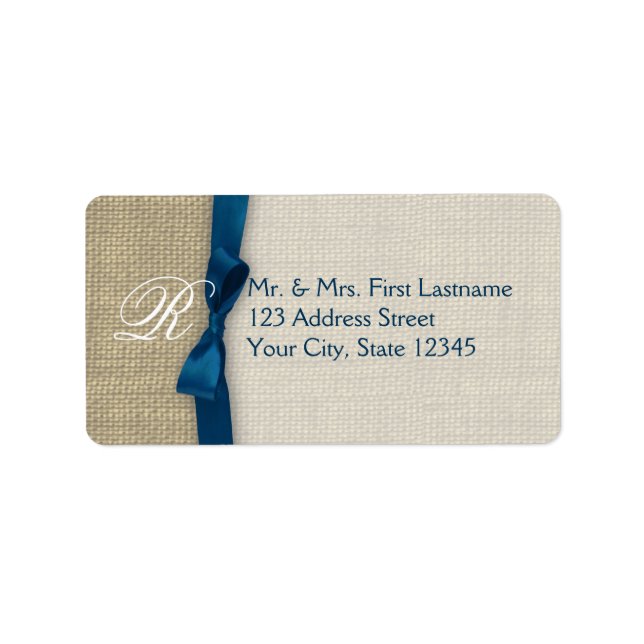 Ribbon and Burlap Navy Blue Label (Front)