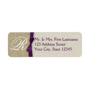 Ribbon and Burlap Purple Monogram