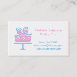 Ribbon and Cake on Stand Pastries Bakeries Business Card