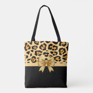Ribbon and Leopard Print Tote Bag