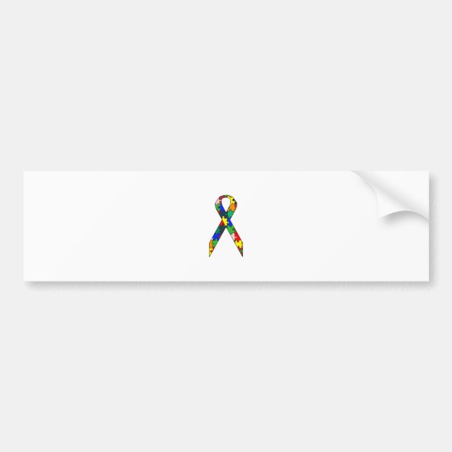 Ribbon Autism Awareness Bumper Sticker (Front)