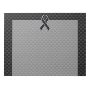 Ribbon Awareness Black Carbon Fibre Notepad
