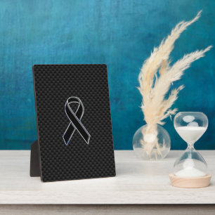 Ribbon Awareness Black Carbon Fibre Plaque